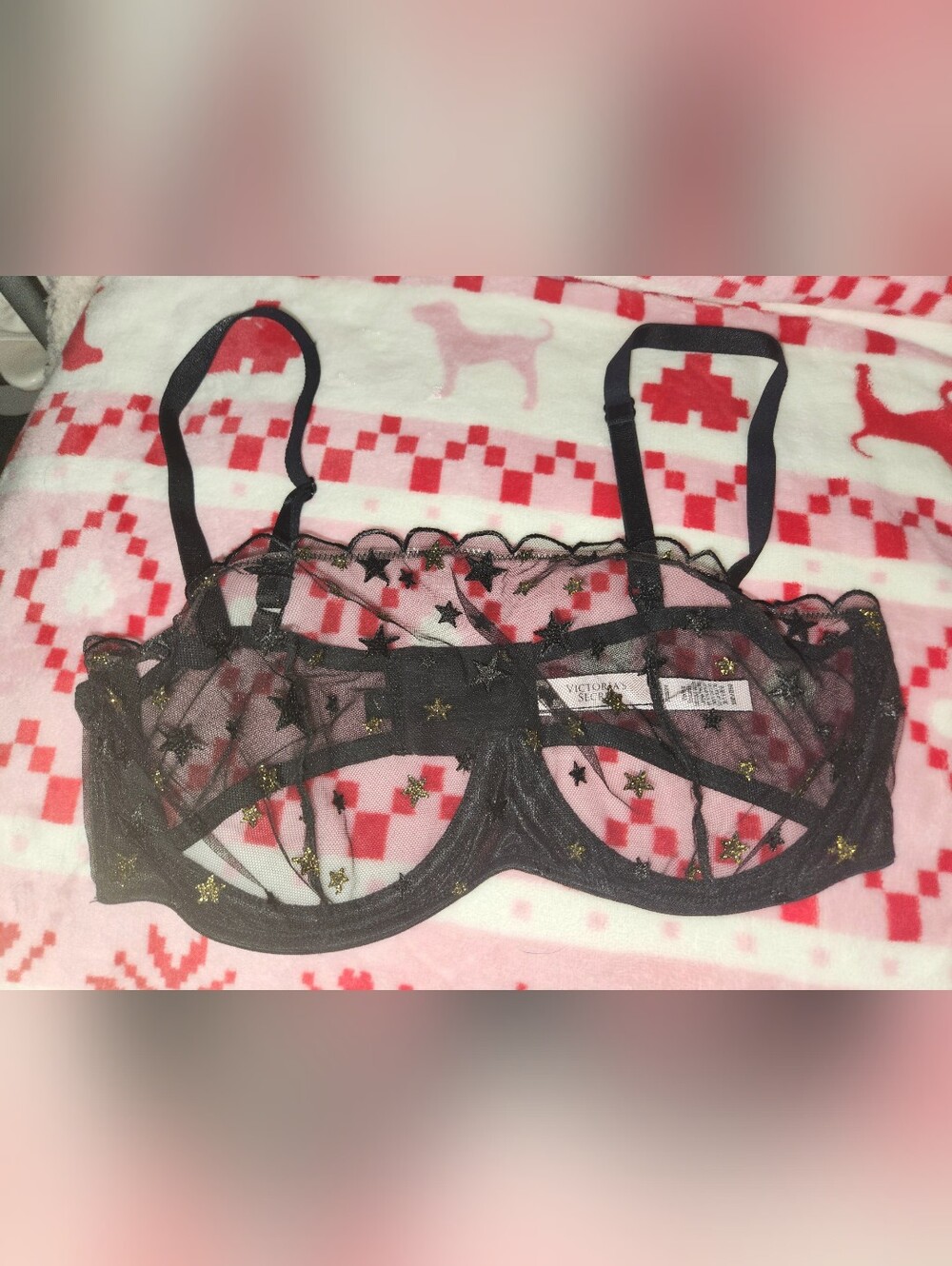 VICTORIA’S SECRET BLACK LACE DREAM ANGELS UNDERWIRE BRA, 36 D